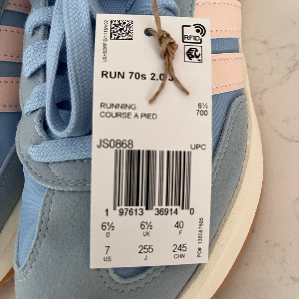 Adidas Run 70s 2.0 Light Blue and Pale Peach Sneakers size 7 - Picture 5 of 7